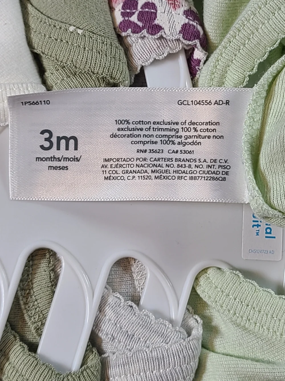 Carter's Baby Girl One Piece Set Of 5- Green & Purple NWT 3 Months